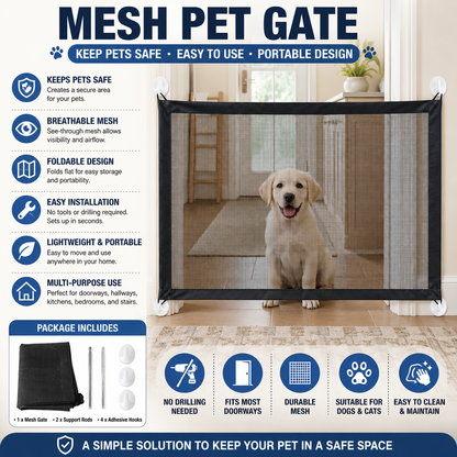 Portable Dog Gate —Without Drilling or Bulky Metal Gates
