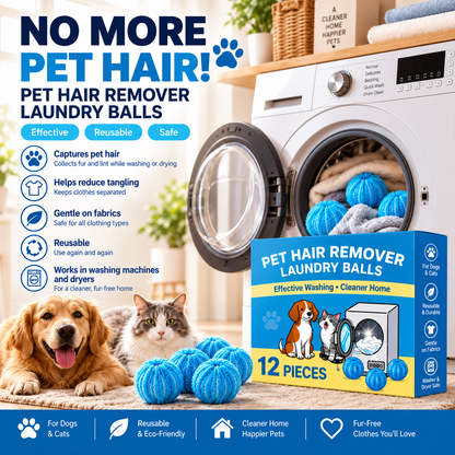 Say Goodbye to Pet Hair – Reusable Laundry Balls, 12 -Pack