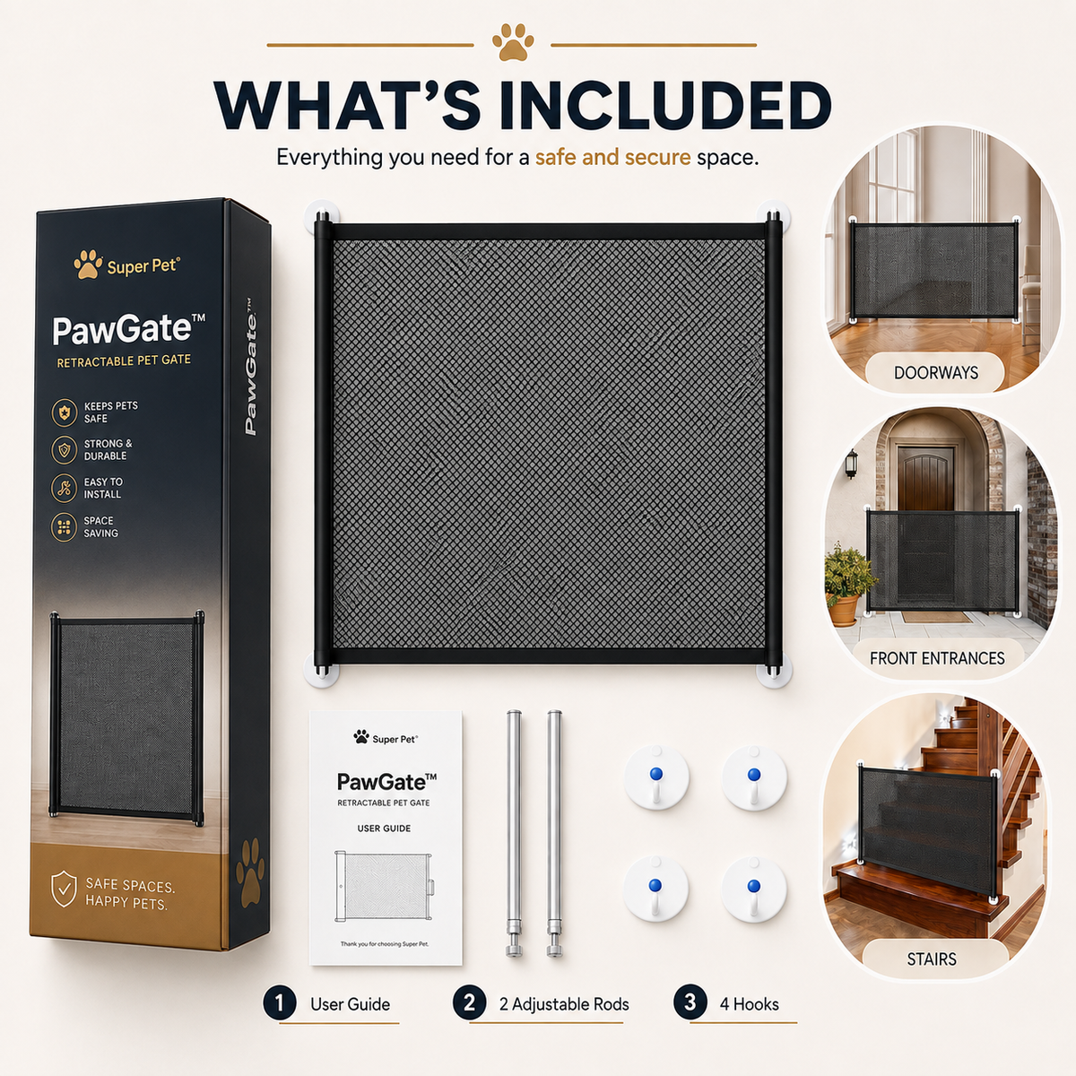 Portable Dog Gate —Without Drilling or Bulky Metal Gates